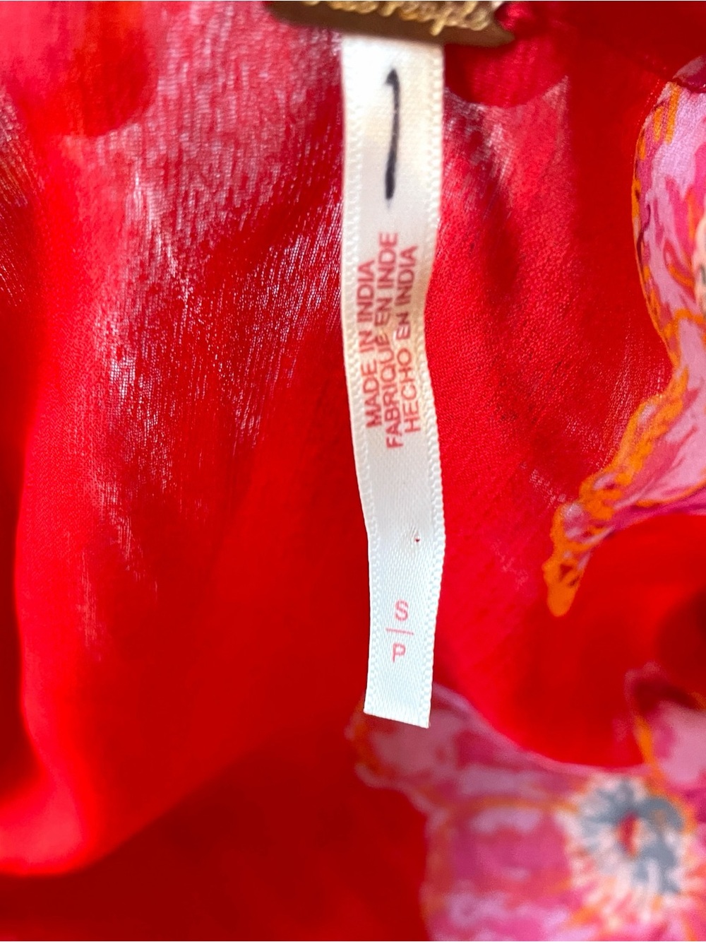 NWOT Free People Cecile Printed Sheer Floral Tie Front Top Red Pink Size Small - Picture 12 of 14